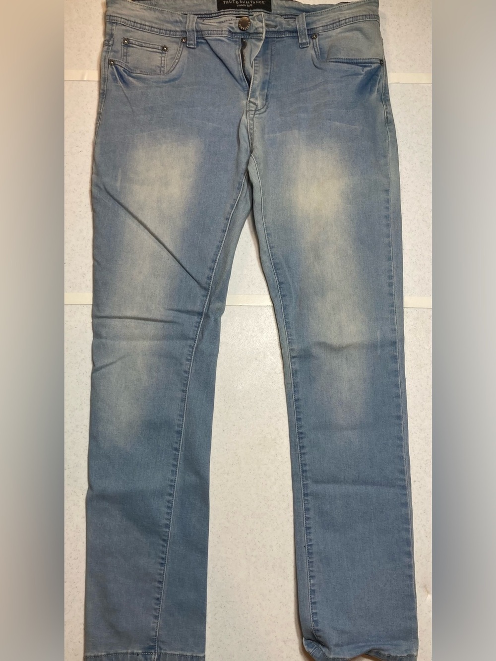 Truth & Substance Men’s Light Wash Blue Stretch Slim Skinny Jeans 34 / 32